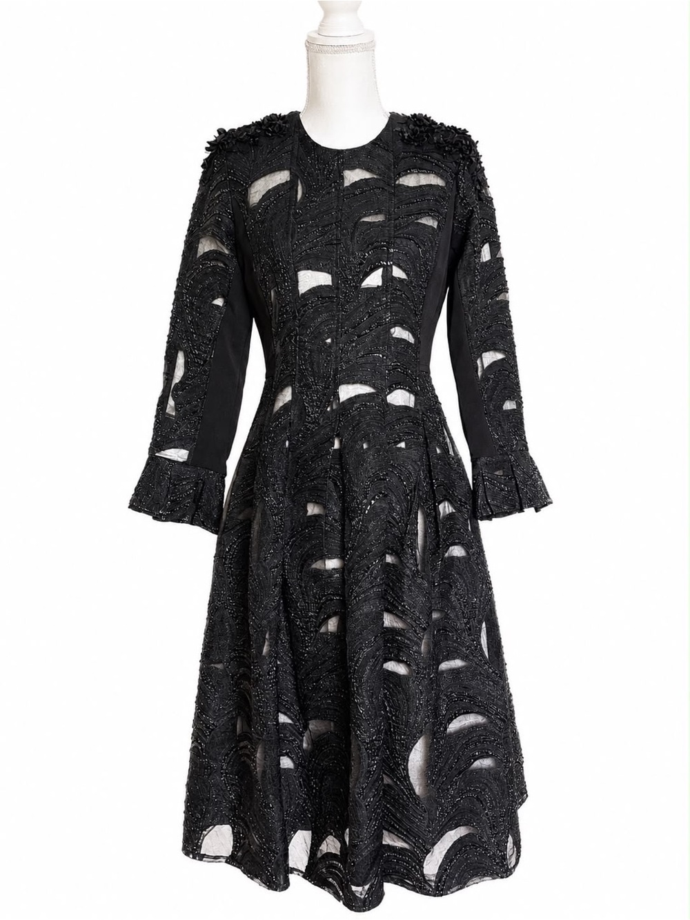C&M Black  Cutout Long Sleeve A-Line Dress SZ 10